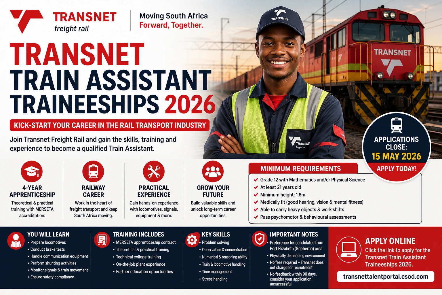 Transnet Train Assistant Traineeships 2026