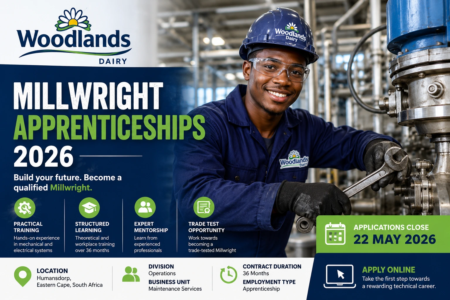 Woodlands Dairy Millwright Apprenticeships 2026